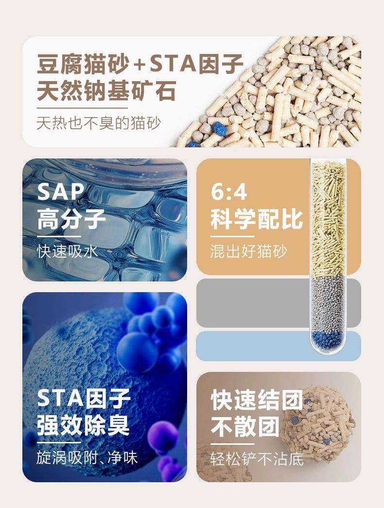 3合1净味矿砂混合豆腐猫砂